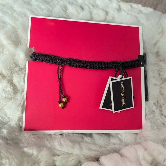 Juicy Couture Black Rope Gold Tone Crystal Friendship Adjustable Bracelet NWT - Picture 11 of 11